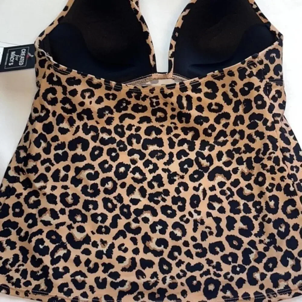 Salt + Cove Juniors' Animal-Print Halter Tankini Top Halterkini Top Bottoms M